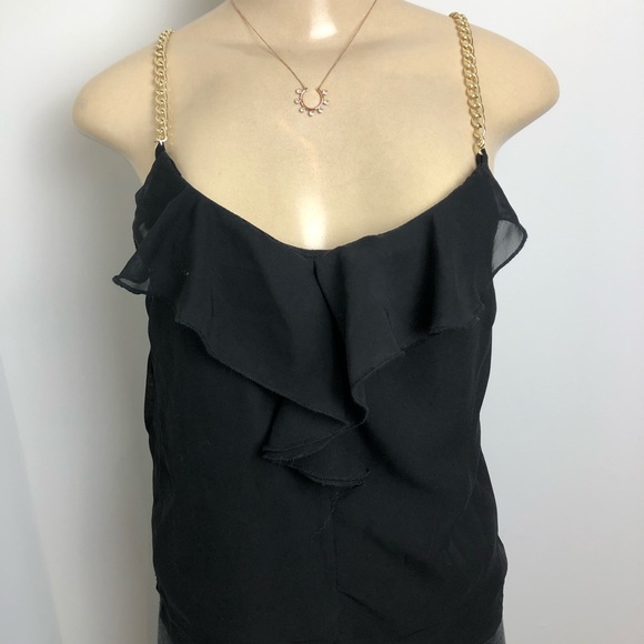 🔴 BONGO Black Chiffon gold chain top Small - Picture 3 of 6